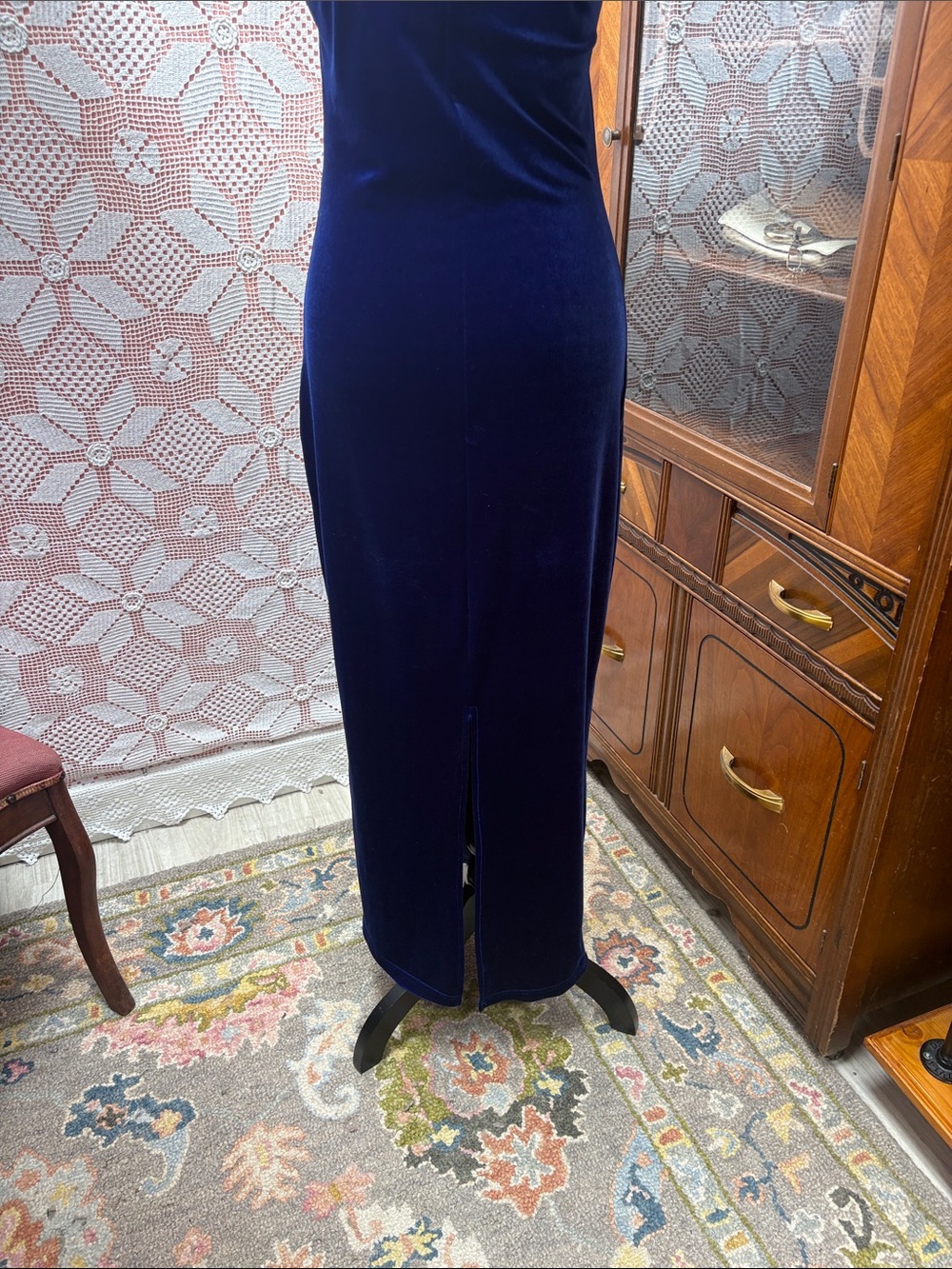 Vintage Blue Velvet Slip Dress | Made in Canada - Picture 7 of 11